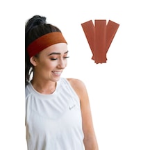 3lü Saç Bandı Pamuk Kadın Bandana Likra Spor Kafa Bandı Y.turuncu Bakır