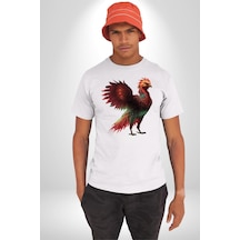 Anka Kuşu Ateş Kuşu Unisex Unisex Beyaz Organik Baskılı T-shirt Penye Yüksek Kalite Beyaz