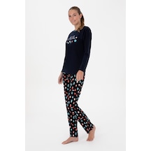 U.S. Polo Assn. Kadın Lacivert Yılbaşı Temalı Pijama Takımı 50318896-VR033