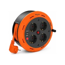 Makaralı Uzatma Kablosu, 5 Metre 3x1 Mm² Kablo Kesiti, 4'lü Schuko Topraklı Priz, Usb Ve Type C Şarj Çıkışlı, F Tipi, Ip20, 250v 16a, En 61242, Termal Korumalı, Güç Gösterge Işıklı Diger