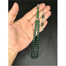 Ateş Kehribar Tesbih Kapsül Kesim Yeşil Renk 10mm X 7mm T-545