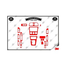 Subaru Impreza 1998-2000 Torpido Konsol Trim Göğüs Maun Kaplama Set 22 Parça Kırmızı