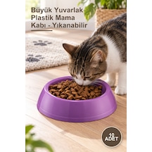 10 Adet Büyük Yuvarlak Plastik Mama Kabı - Yıkanabilir
