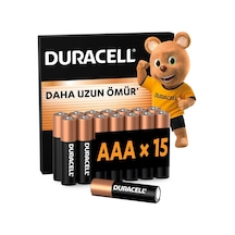 Duracell Basic Aaa Alkalin İnce Kalem Pil 15'li Paket 1,5v Lr03 Mn2400