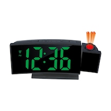 Valkyrie Projeksiyonlu Dijital Masa Saati Yeşil Led Ekranlı Alarm Snooze Sıcaklık Tarih Usb Ve Pil Siyah