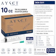 Ayset 10cc 3 Parça Yeşil Uçlu Enjektör 150 Adet