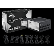 Msı Psu Pro A850pl Pcıe5 850w 80+ Platınıum Atx 3.1 Pcıe 5.1 Power Supply