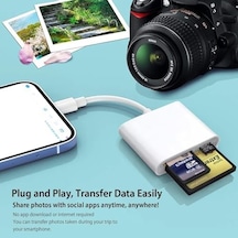 Tip C Kart Okuyucu 3in1, Cf Tf Sd Card Reader İpad İle Uyumlu, Sd Kart Adaptörü, Hafıza Kartı Okuyucu Type C İphone İle Uyumlu Zr498 - Type-c Kablo