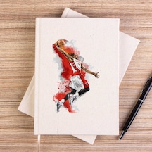 Basketbol Baller Red Silhouette Çizgisiz Kanvas Defter Krem