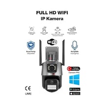 3 Mp + 3 Mp Çift Lens Wi-fi Tf Kart Girişli Güvenlik Kamerası Renkli