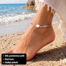 Amora Heart Anklet Kalp Işıltısı Çelik Halhal Çok Renkli