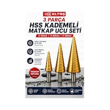 3 Parça Hss Titanyum Kaplamalı Kademeli Matkap Ucu Seti 4-12 / 4-20 / 4-32 Mm