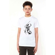Tshirthane Samurai Jack Baskılı Unisex Çocuk Beyaz T-Shirt (534798199)