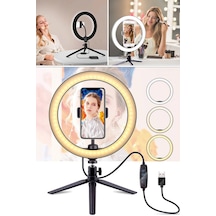 Youtuber Tiktok Çekim Işık Telefon Tutucu Makyaj Işığı Ring Light 8 Inç 20 Cm Tripod