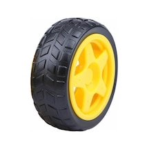 Tt Tekerlek 2.5x6,8cm Plastik Sarı Oyuncak Araba Rubber Lastik Robot Akılı Araç