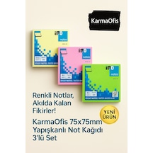 75x75mm Yapışkanlı Not Kağıdı 3 Lü Set Pastel Sarı, Pembe, Yeşil