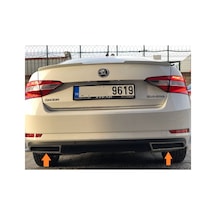 Skoda Süperb Tampon Altı Egzoz Görünüm Nikelajı Krom 2015