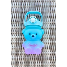 Smile Ayıcıklı Renkli 800 Ml Matara Su Şişesi Mavi Plastik Diğer
