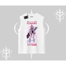 Tarzsokak Kolsuz Tshirt Kawaii Cyberpunk Kız Japon Stil Baskı Beyaz