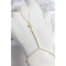 Zirkon Taşlı Gold Renk Kutup Yıldızı 1 Adet Çok Renkli