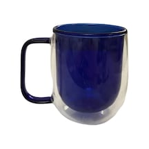 Çift Cidarlı Cam Kupa Lacivert Renk