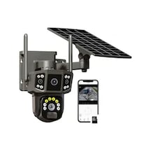 Solar Kamera Wifi V380 Pro Güneş Enerjili 10x Zoom 6mp 2 Lens Alarm Ses Akıllı Wifi Güvenlik Kamera