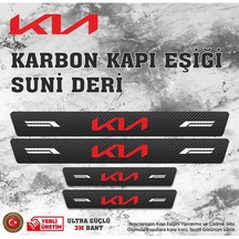 Kia Uyumlu Deri Karbon Kapı Eşiği Koruyucu Bant 4 Adet