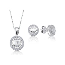 Pırlanta Montür Baget Yuvarlak İkili Gümüş Mini Set
