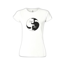 Yin Yang - Kedi Beyaz Kadın Tshirt 001 Yin Yang - Kedi Beyaz Kadın Tshirt 001