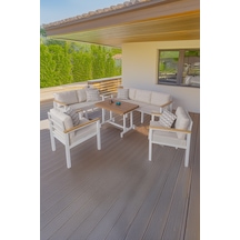 Neokas Balkon Mobilyası, 1 +1 + 2 + 3 + Masa Bahçe Takımı, Kafe Koltuğu, Bekleme Alanı Koltuğu, Beyaz
