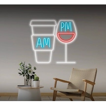 Coffee Wine Am Pm Neon Tabela Turkuaz