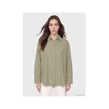 LC Waikiki Alıta Cıty Farkıyla Lcw Modest Yeşil Çizgili Kadın Gömlek Yesil - 931676281 Yesil