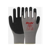 Beybi Pl-17 10 Beden Gri-siyah 12li Paket Legend Polyester Örme Lateks Eldiven