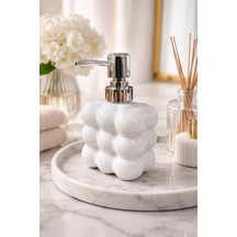 Makri Home Bubble Cam Sıvı Sabunluk, 300 Ml - Beyaz, 9,5x6,5x15 Cm