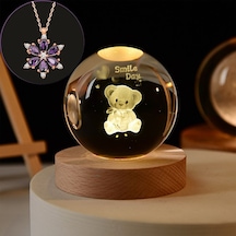 Kişiye Özel Dekoratif Işıklı Ahşap Kaideli Ayıcık Tasarımlı 3d Ca