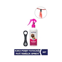 Köpek Kaka Poşeti Tutucu Silikon Aparat, Pati Temizleme Spreyi 300ml, Siyah, Set