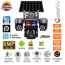 Jtech J7plus 4kamera 8mp Hd Aov Esim 4g Solar Ptz Akıllı Kamera
