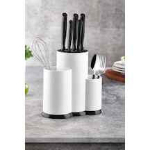 Tuffex Lüx Tezgah Üstü Bölmeli Kaşık Bıçak Standı - Kaşıklık Bıçaklık Düzenleyici Organizer - Beyaz - Tpı637-10 - 455