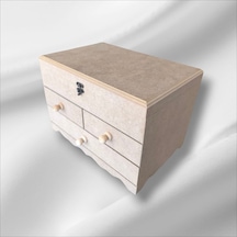 Ahşap Boyanabilir- Ham Mdf- 3 Çekmeceli-4bölmeli Organizer Kutu