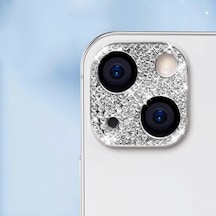 Apple Uyumlu iPhone 12 Pro İle Uyumlu Kırılmayı Önleyen Kamera Lens Koruma Diamond Kamera Koruma Taşlı Elmas Lens Koruma Parlak Renkli Taşlı Tasarım Kamera Koruma Gümüş Diğer