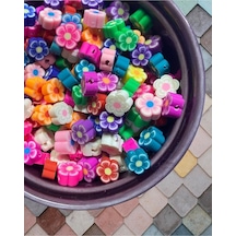 25 Adet 10mm Polimer Kil Fimo Karışık Renkli Papatya Boncuk,takı Yapımı