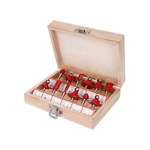 Sones Ahşap İşleme Freze Kesici Seti Kesme Makinesi Kafası Elektrikli Ahşap Frezeleme Gravür Makinesi Kesici, Stil: Kırmızı 1/4 Saplı 12 Adet