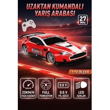 TıfılToys Uzaktan Kumandalı Full Fonksiyon Şarjlı Işıklı 1:12 Ölçekli Süper Hızlı Kırmızı Yarış Arabası