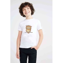 Owl Uykucu Baykuş Baskılı Unisex Çocuk Beyaz T-Shirt