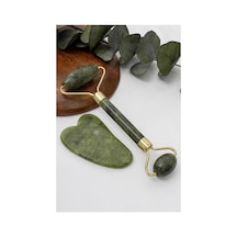 Jade Roller Gua Sha Taşı Seti Yeşil