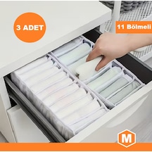 3 Adet 11 Bölmeli Çekmece Düzenleyici Akordeon Organizer-medium - Beyaz Polipropilen 35 X 15 Beyaz T Diğer