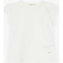 Breeze Kız Bebek Tişört Çiçek Nakışlı 9 Ay-3 Yaş, Ekru-ekru Ekru