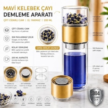 Tr Bitki Çayı Demleme Termosu Gold Çift Cidarlı Cam 200 Ml Genel