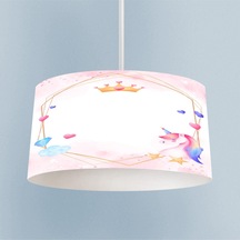 Mekta Home Bebek Ve Çocuk Odası Unicorn Ve Elmas Desenli Avize Renkli