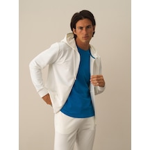 Xint Kırık Beyaz Pamuk Dokulu Slim Fit Sweatmont 350168